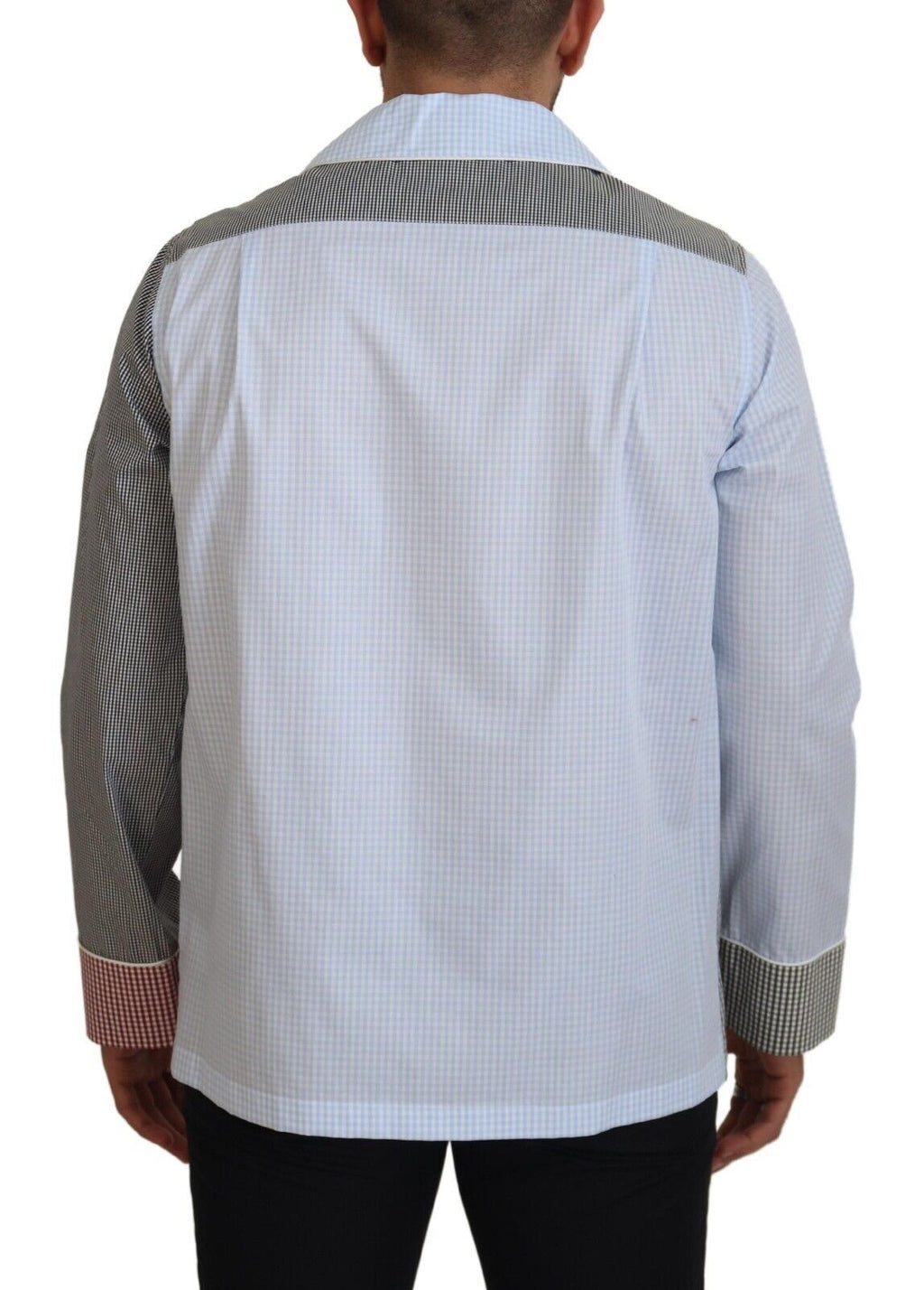 Dolce & Gabbana Multicolor Patchwork Baumwollhemd mit langen Ärmeln