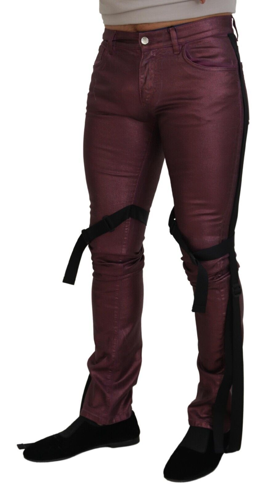 Dolce & Gabbana Magenta Baumwolle Männer Casual Harness Denim Jeans