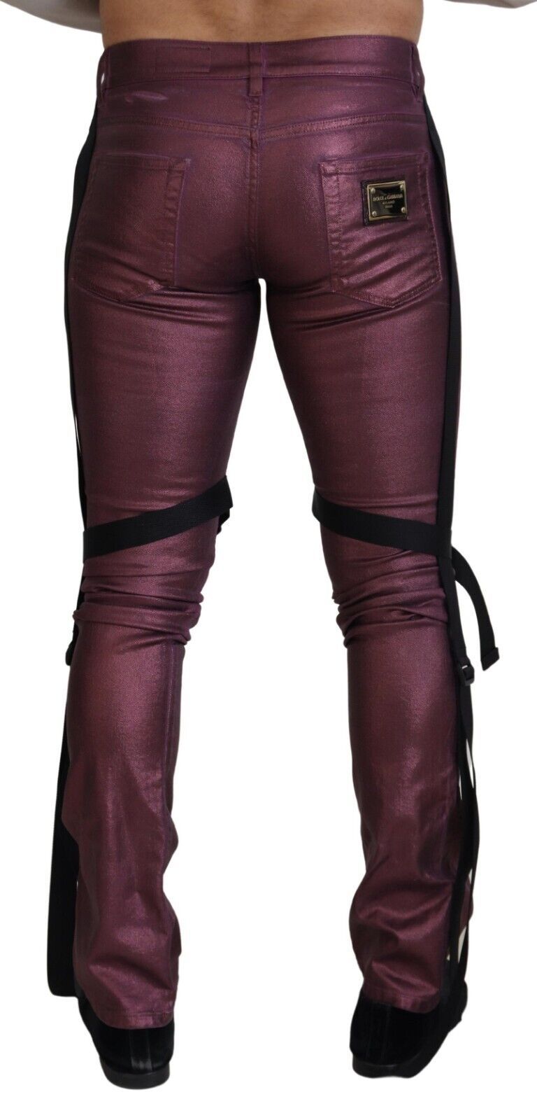 Dolce & Gabbana Magenta Baumwolle Männer Casual Harness Denim Jeans