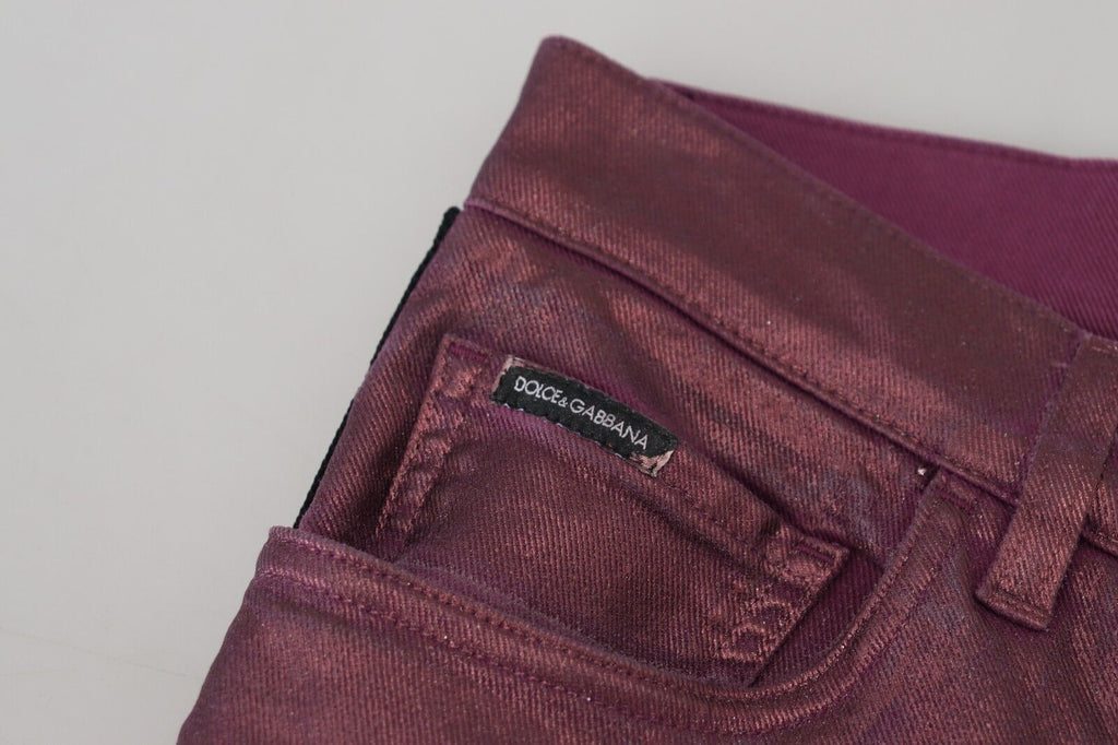 Dolce & Gabbana Magenta Baumwolle Männer Casual Harness Denim Jeans