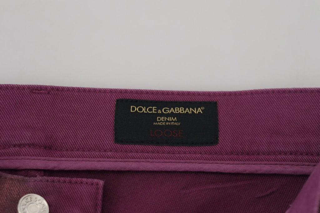 Dolce & Gabbana Magenta Baumwolle Männer Casual Harness Denim Jeans