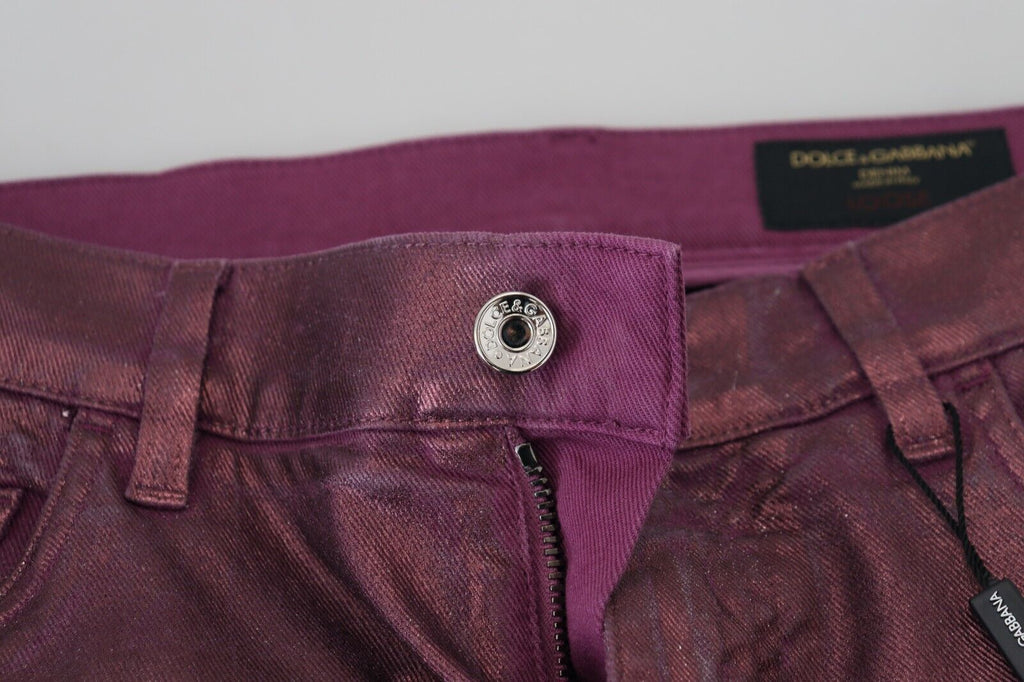 Dolce & Gabbana Magenta Baumwolle Männer Casual Harness Denim Jeans