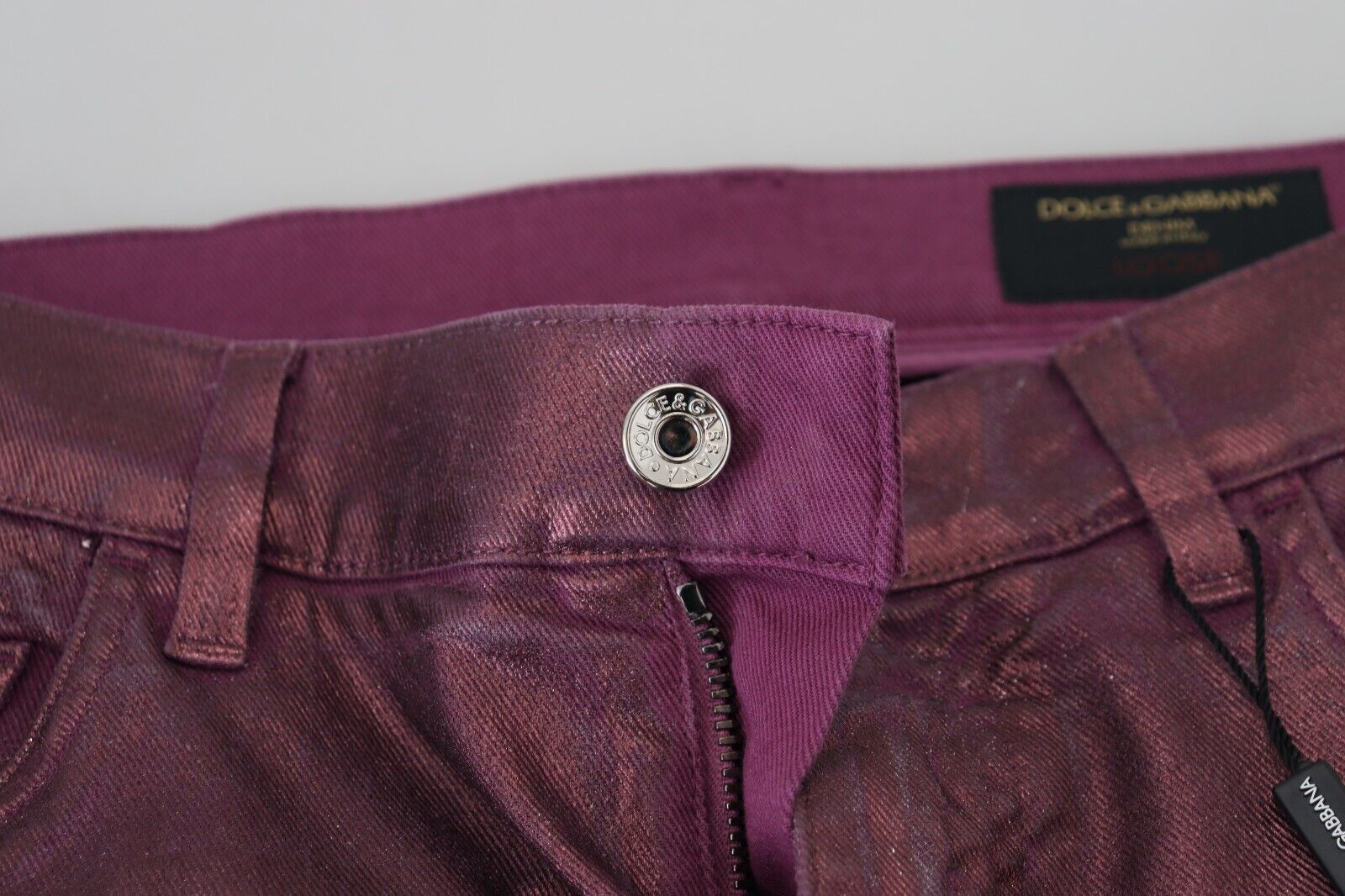 Dolce & Gabbana Magenta Baumwolle Männer Casual Harness Denim Jeans