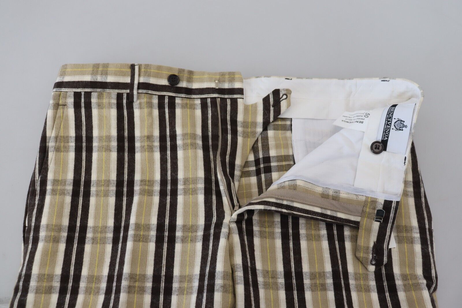 BENCIVENGA Multicolor Karierte Baumwolle Straight Fit Herren Hosen