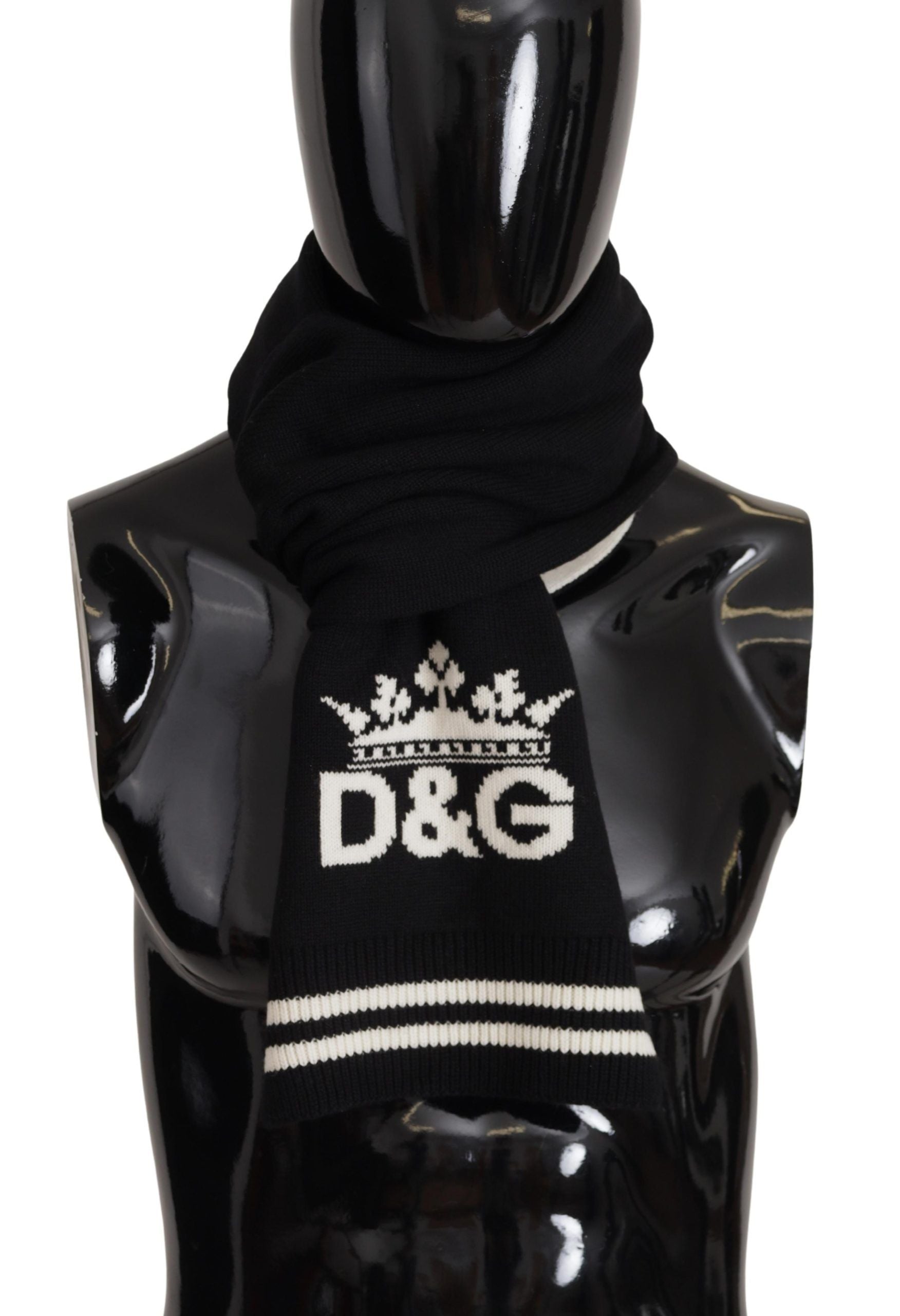 Dolce & Gabbana Schwarz Weiß Baumwolle DG Bedruckter Kaschmirschal