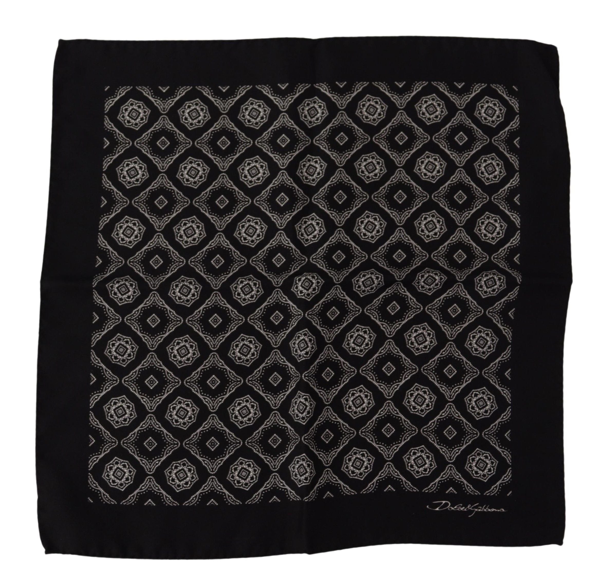 Dolce & Gabbana Schwarzes geometrisch gemustertes quadratisches Taschentuch