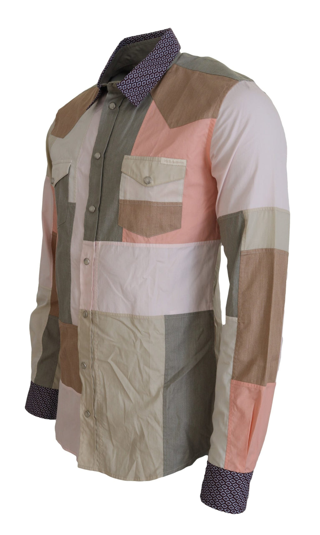 Dolce & Gabbana Schlankes Hemd aus mehrfarbigem Baumwoll-Patchwork