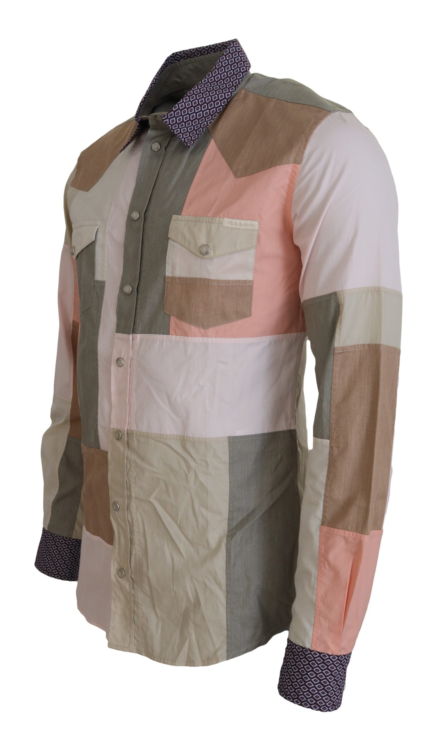 Dolce & Gabbana Schlankes Hemd aus mehrfarbigem Baumwoll-Patchwork