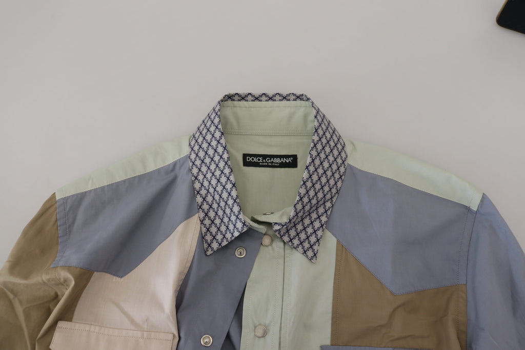 Dolce & Gabbana Schlankes Hemd aus mehrfarbigem Baumwoll-Patchwork