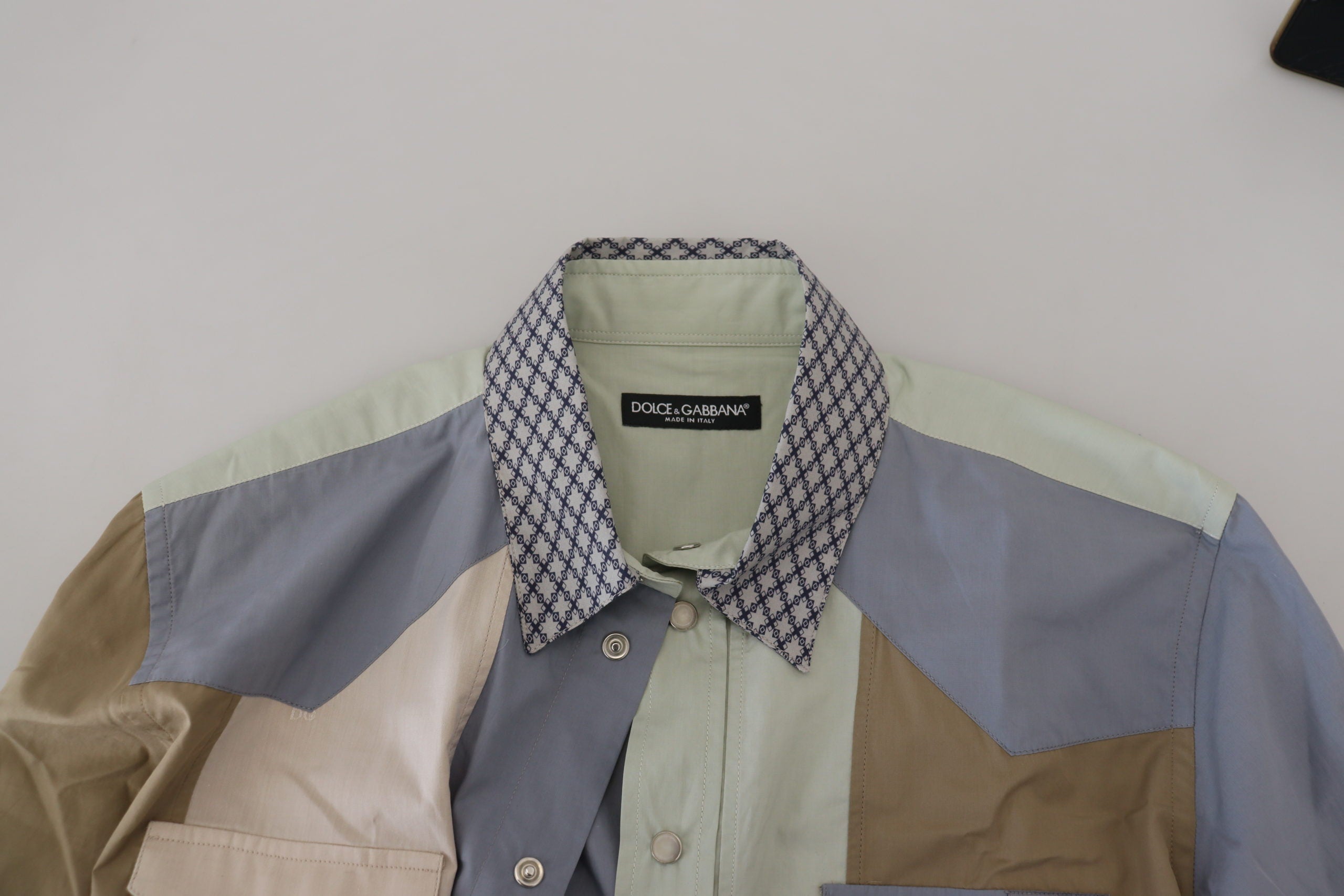 Dolce & Gabbana Schlankes Hemd aus mehrfarbigem Baumwoll-Patchwork