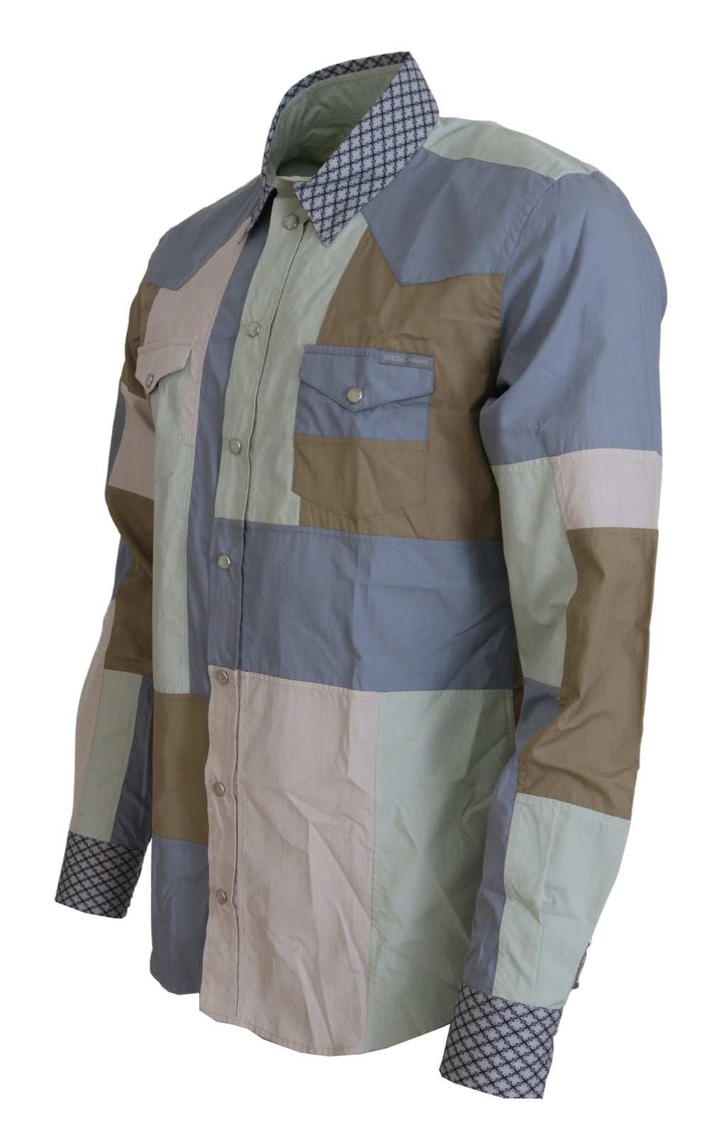 Dolce & Gabbana Schlankes Hemd aus mehrfarbigem Baumwoll-Patchwork