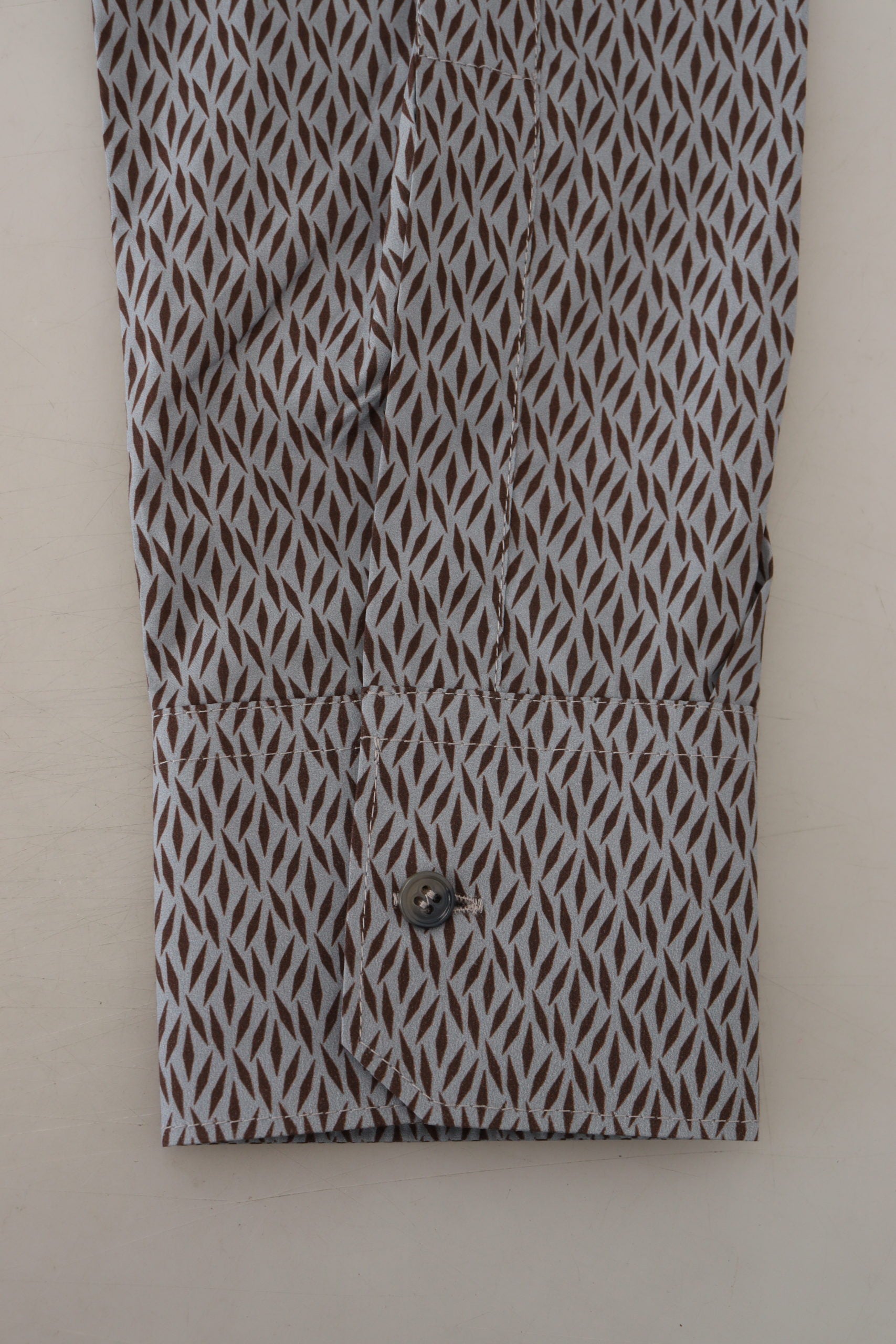 Dolce & Gabbana Grau Braun GOLD Slim Fit Kleid Formales Hemd