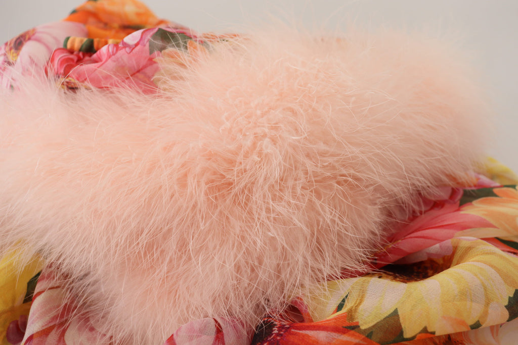 Dolce & Gabbana Multicolor Floral Pelz Shearling Bluse Top