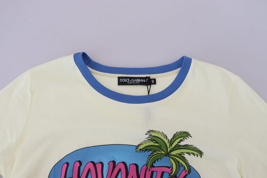 Dolce & Gabbana Gelbes Havanity Tee mit Rundhalsausschnitt Baumwoll-T-Shirt