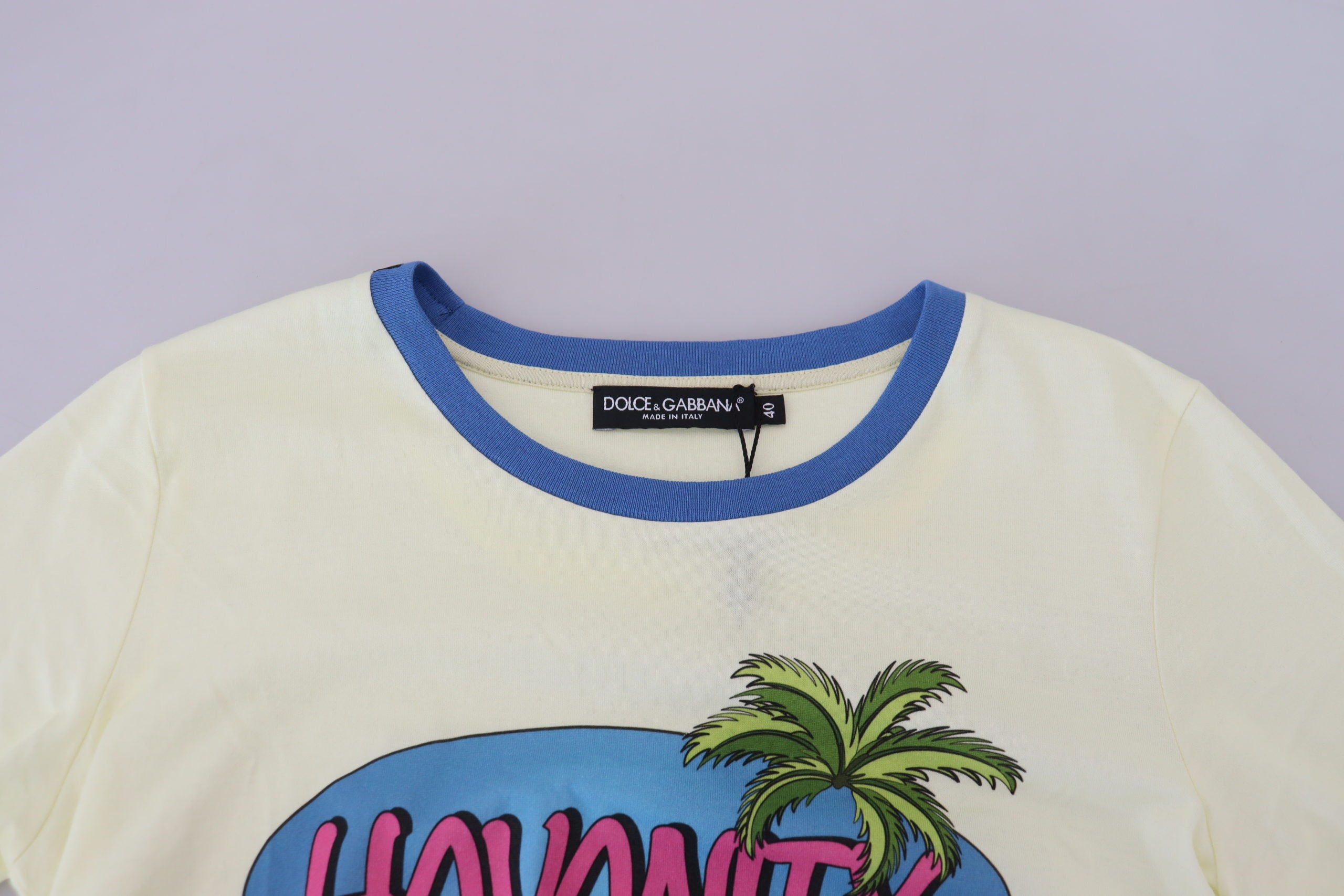 Dolce & Gabbana Gelbes Havanity Tee mit Rundhalsausschnitt Baumwoll-T-Shirt