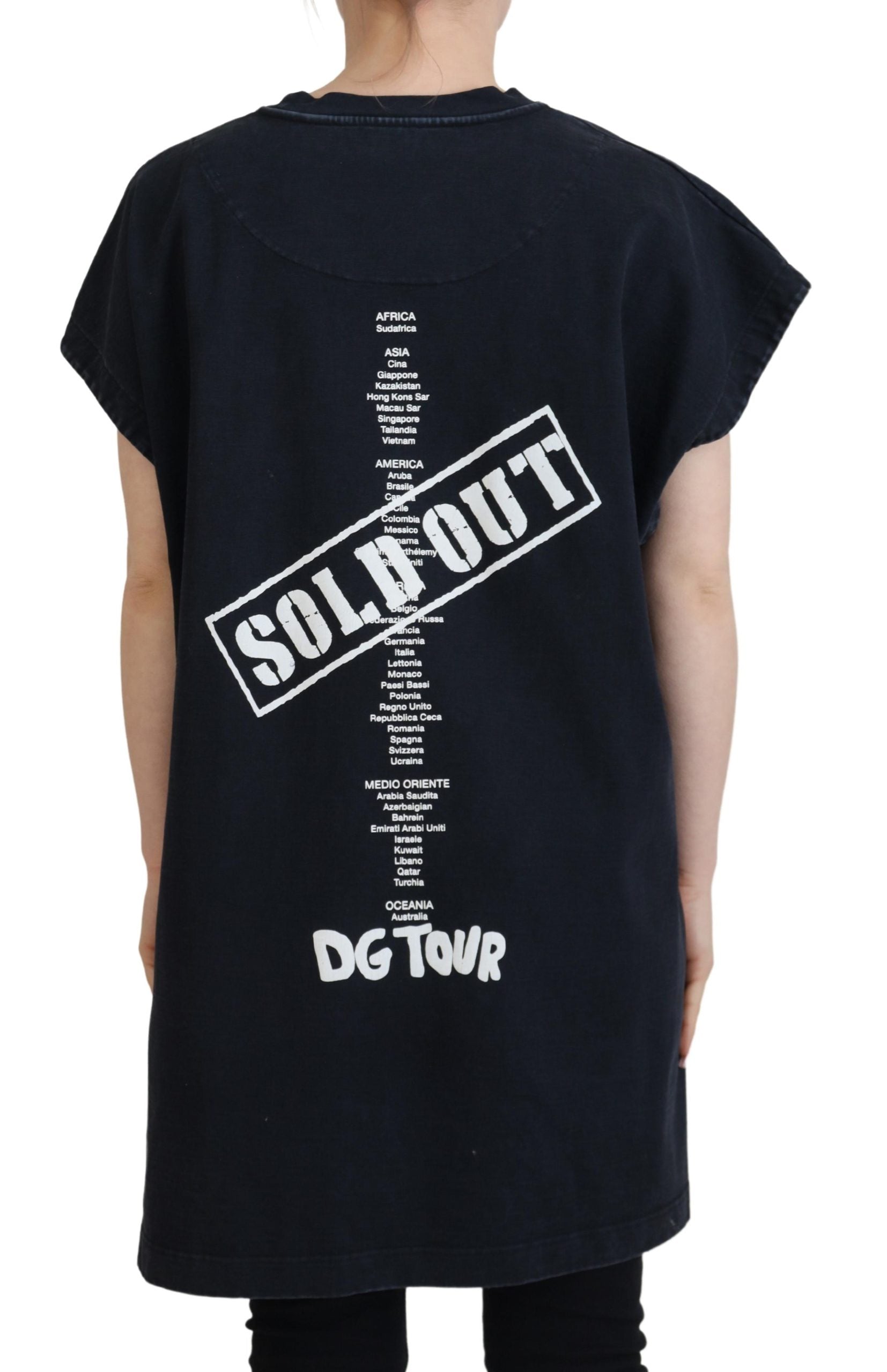 Dolce & Gabbana Schwarzes D&G Fashion Rundhals-Baumwoll-T-Shirt