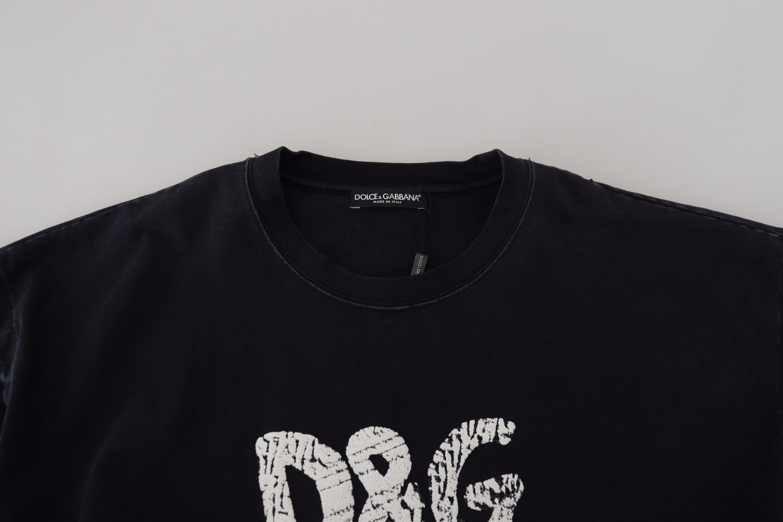 Dolce & Gabbana Schwarzes D&G Fashion Rundhals-Baumwoll-T-Shirt