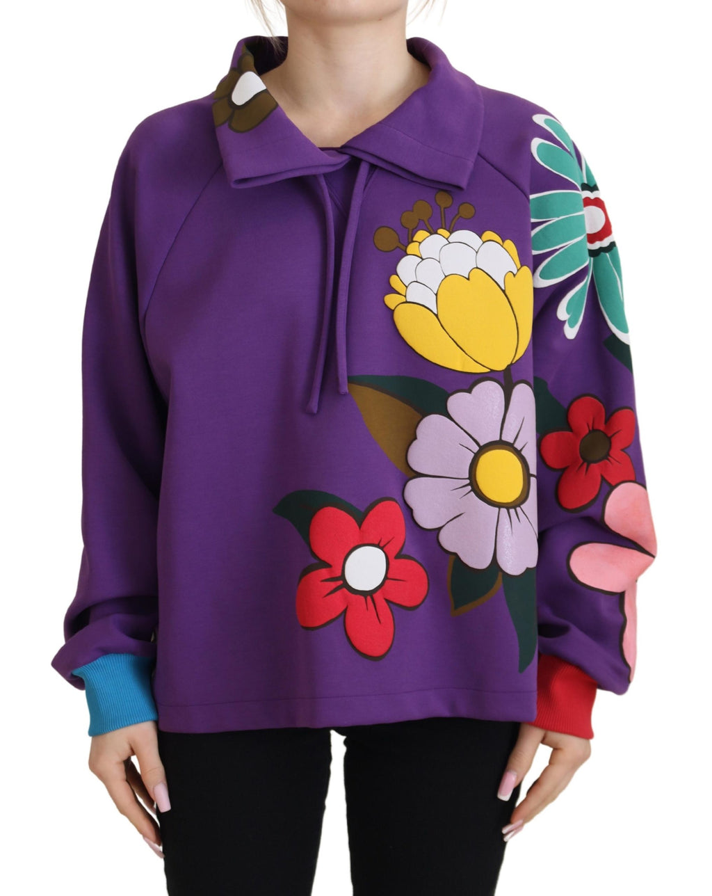 Dolce & Gabbana Lila Pullover aus Baumwolle mit Blumendruck