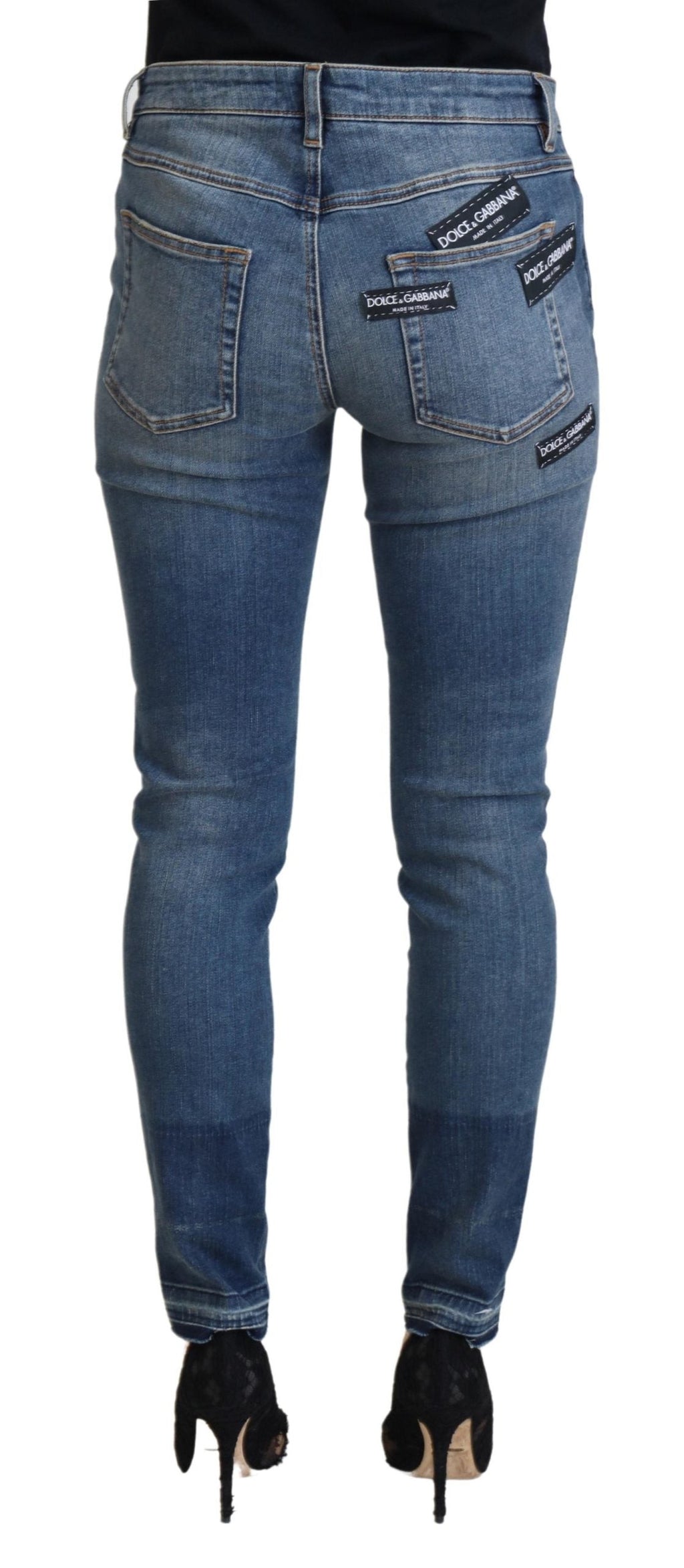 Dolce & Gabbana Blaue, verwaschene, zerfledderte Denim-Jeans aus Baumwolle