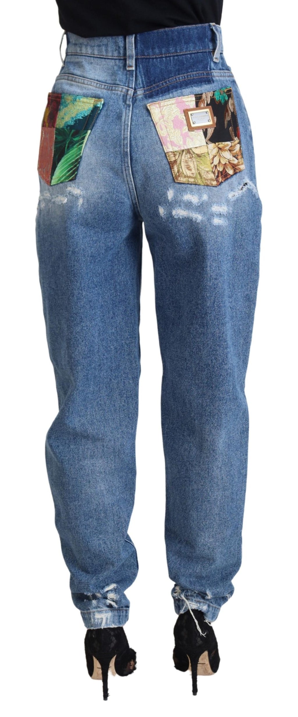 Dolce & Gabbana Blaue, verwaschene, zerfledderte Denim-Jeans aus Baumwolle
