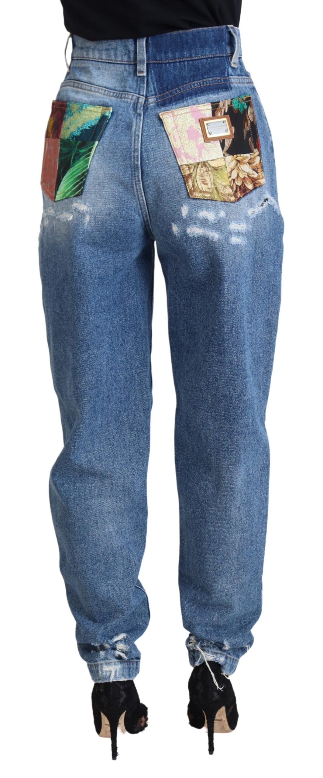 Dolce & Gabbana Blaue, verwaschene, zerfledderte Denim-Jeans aus Baumwolle