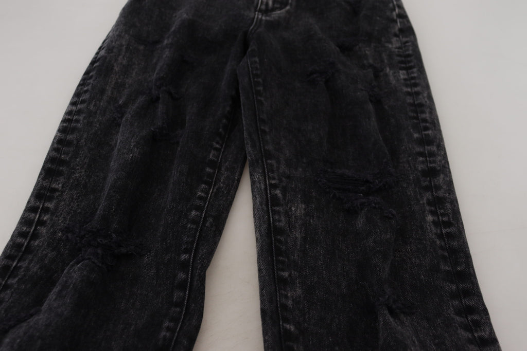 Dolce & Gabbana Schwarze Denim-Jeans mit hoher Taille aus gewaschener Baumwolle