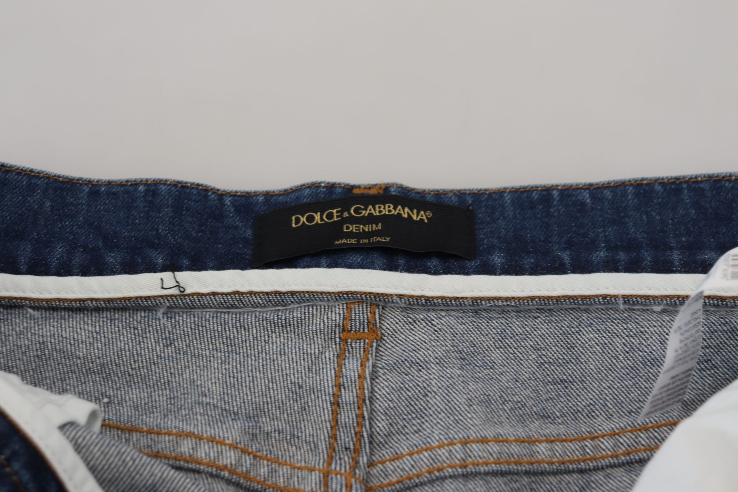 Dolce & Gabbana Blaue Baumwoll-Skinny-Denim-Jeans mit hoher Taille
