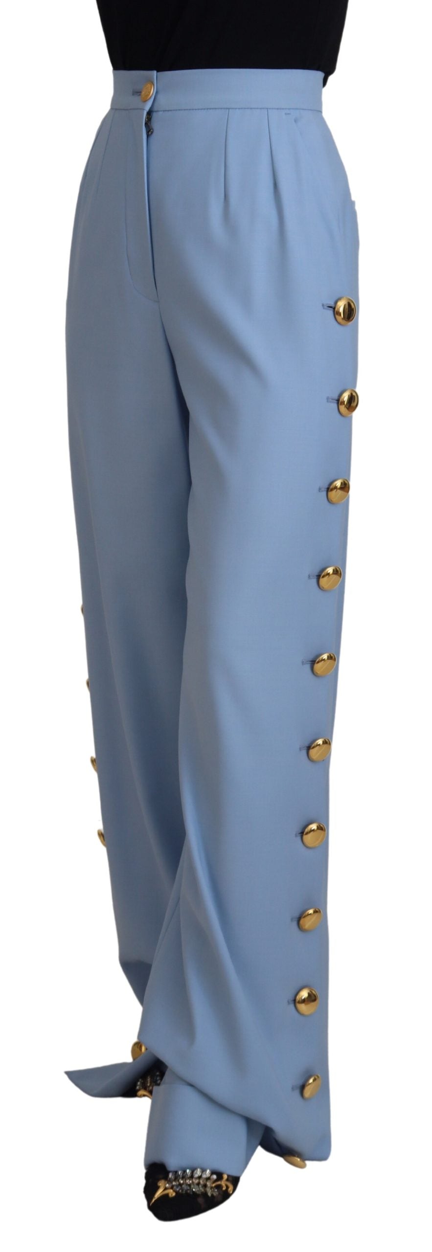 Dolce & Gabbana Hellblaue Knopfhose mit weitem Bein