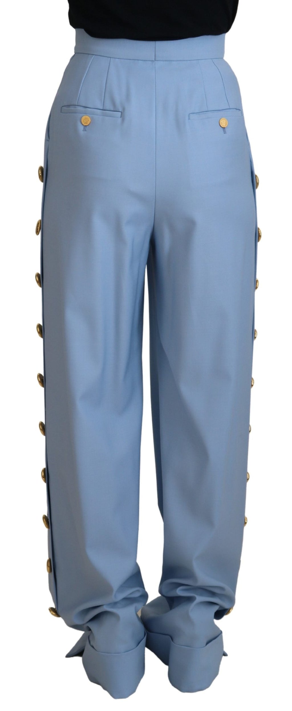 Dolce & Gabbana Hellblaue Knopfhose mit weitem Bein