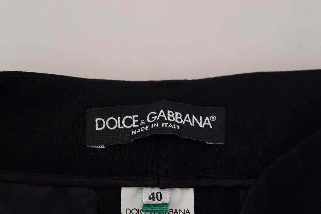 Dolce & Gabbana Schwarze konisch zulaufende Damen-Wollhosen