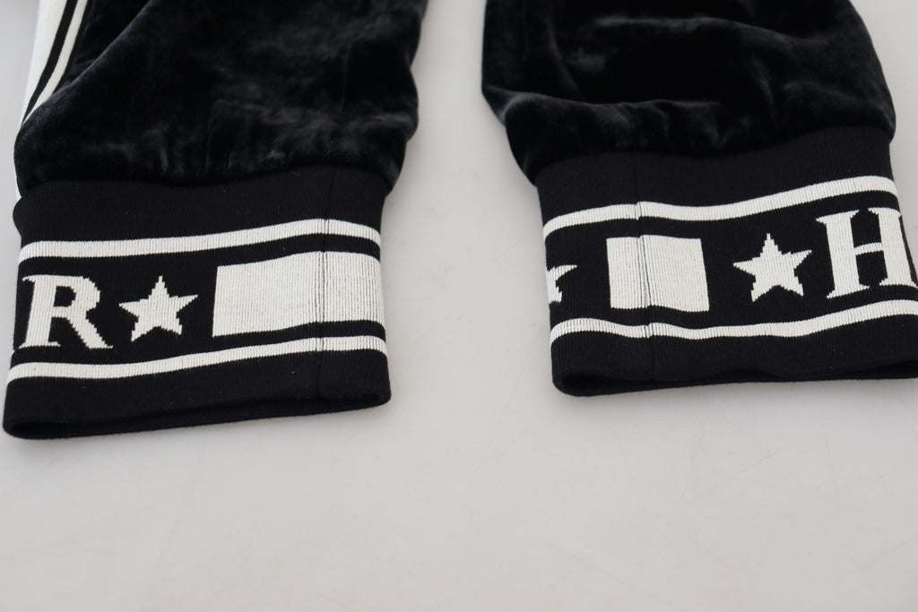 Dolce & Gabbana Schwarze DG Logo-Samt-Hose