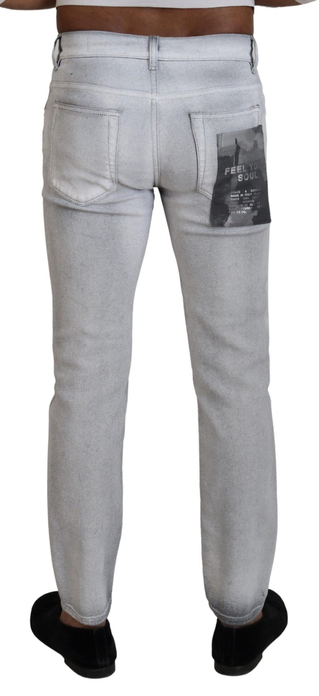 Dolce & Gabbana Graue gewaschene Skinny Herren Denim Jeans