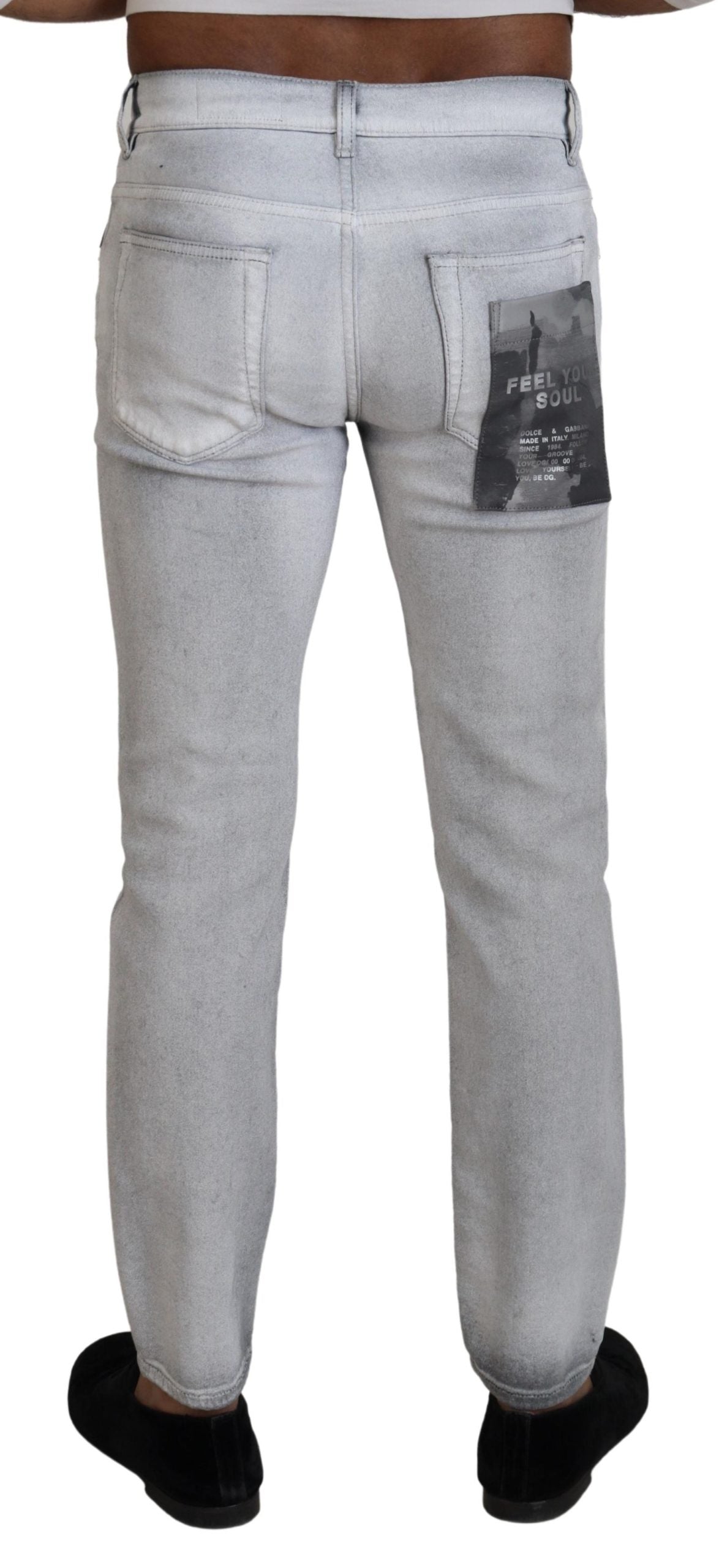 Dolce & Gabbana Graue gewaschene Skinny Herren Denim Jeans
