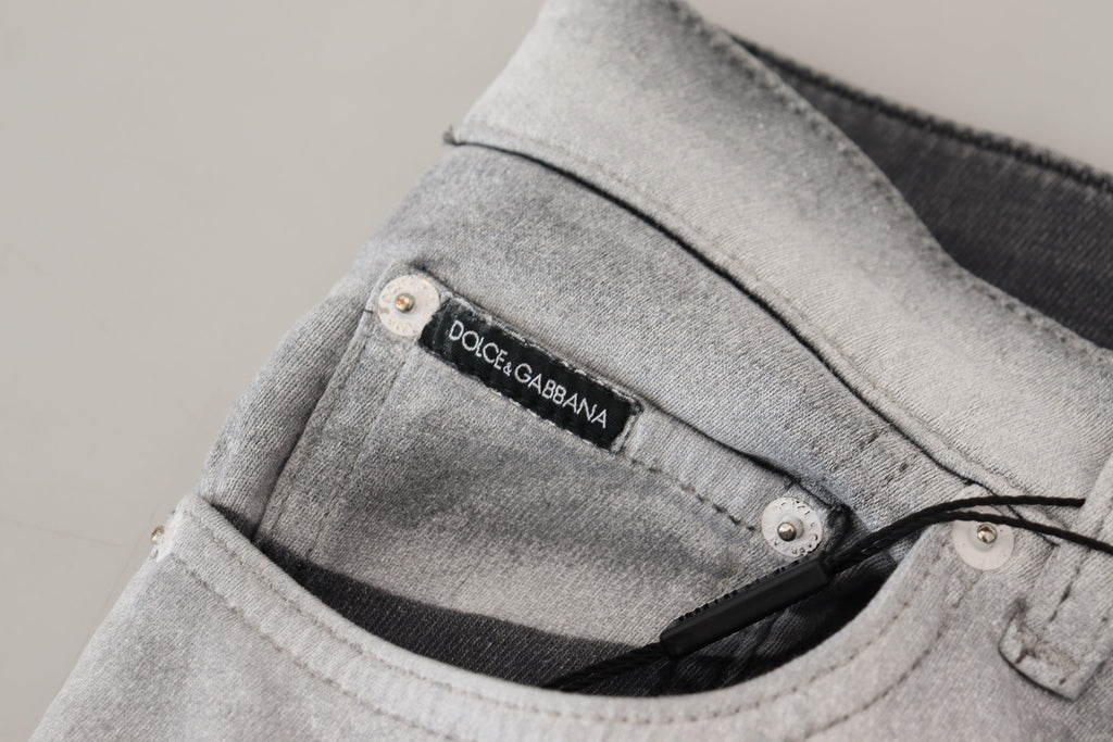 Dolce & Gabbana Graue gewaschene Skinny Herren Denim Jeans