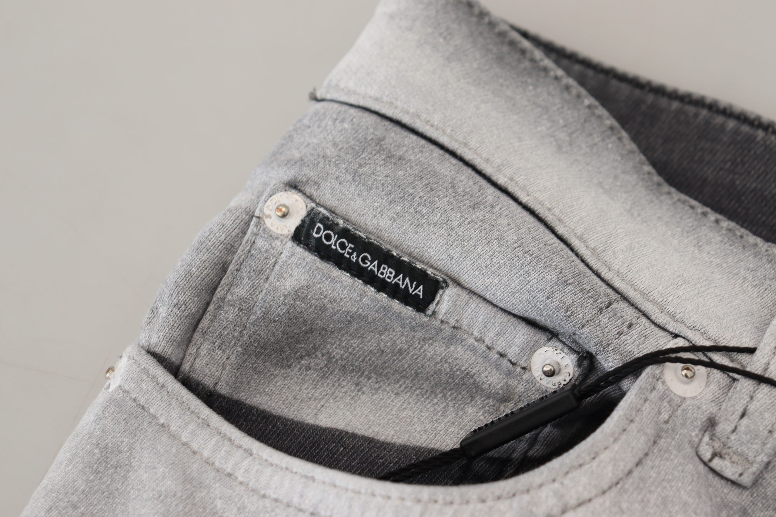 Dolce & Gabbana Graue gewaschene Skinny Herren Denim Jeans
