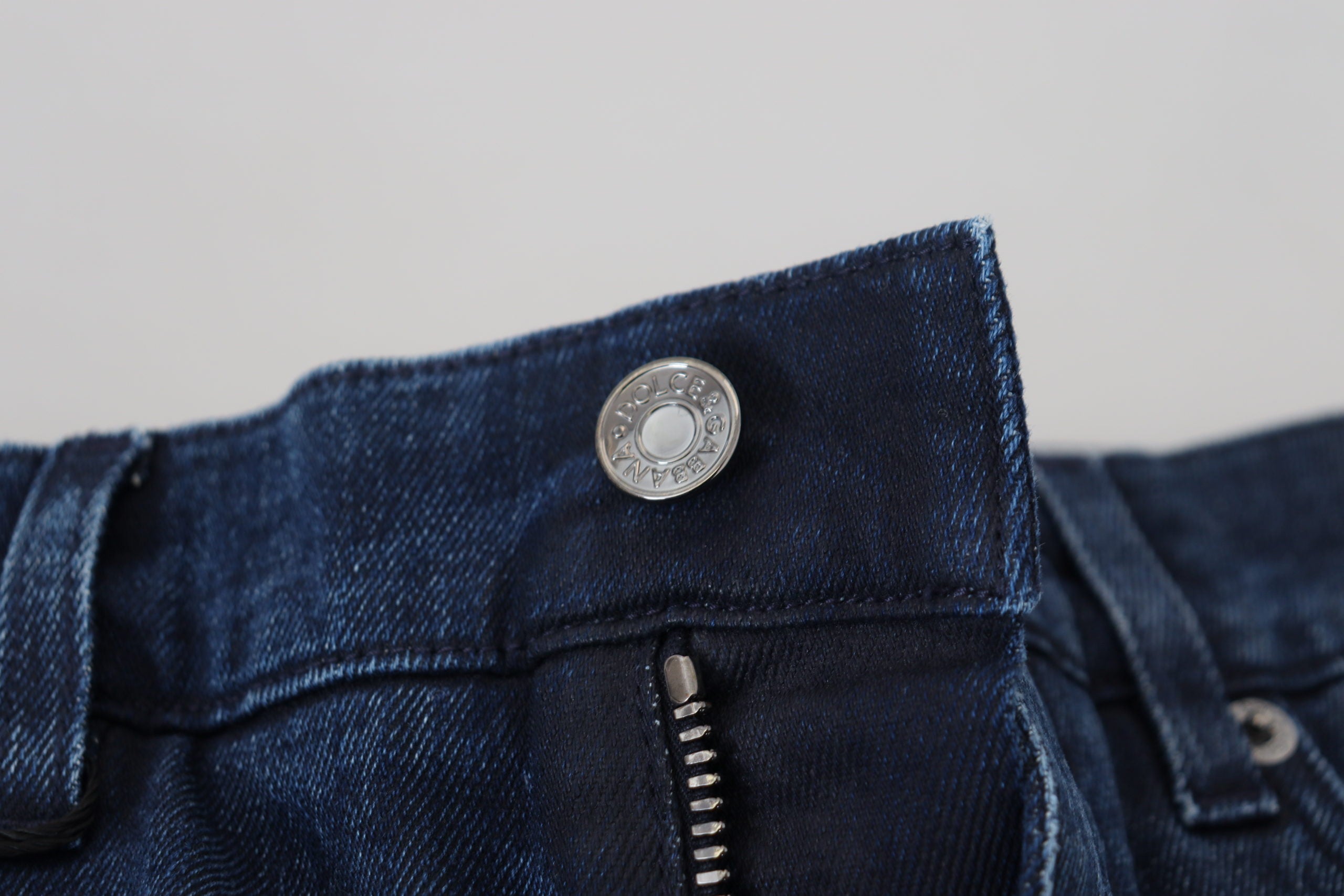 Dolce & Gabbana Blaue Baumwoll-Skinny-Jeans aus zerrissenem Denim