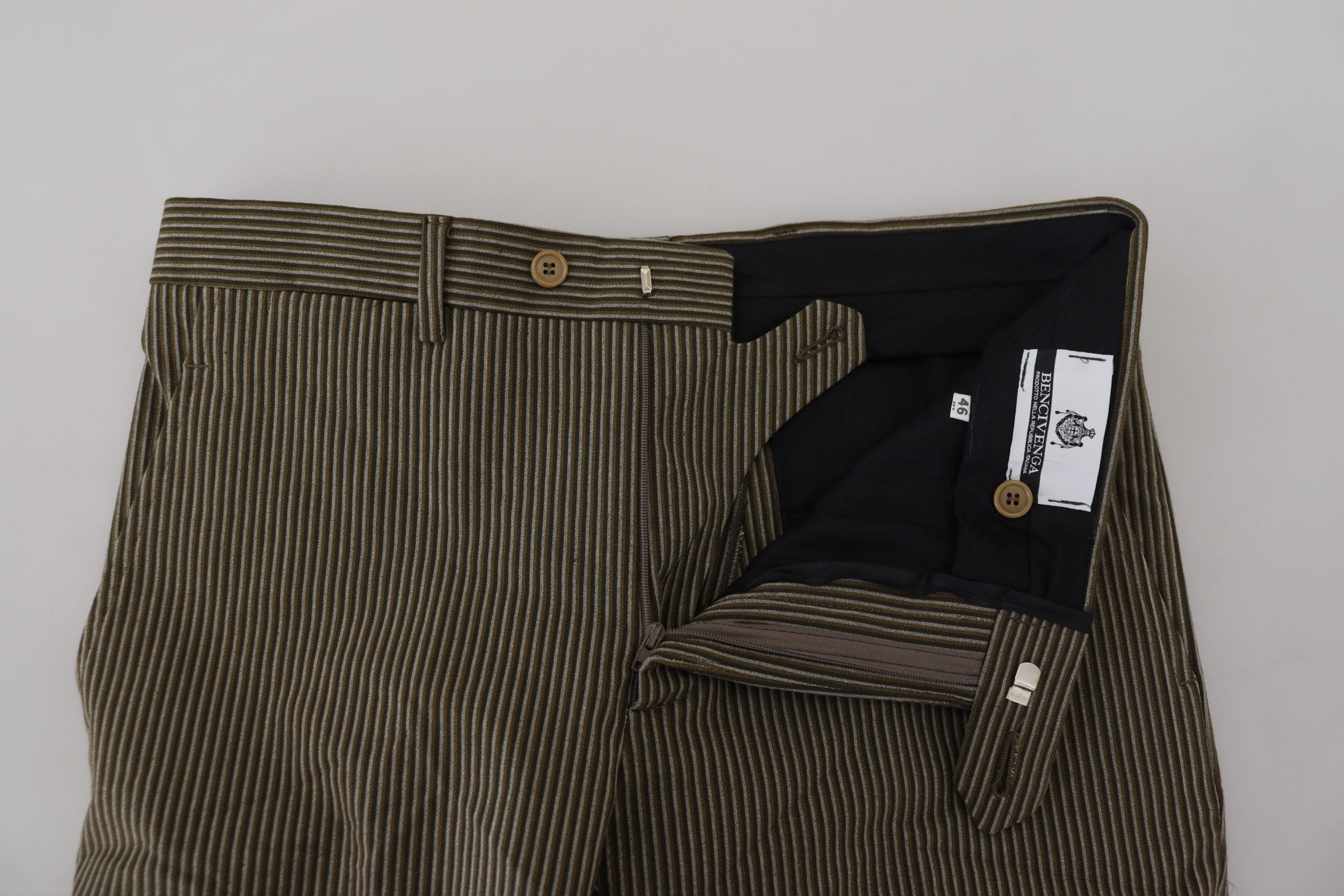 BENCIVENGA Mehrfarbig gestreifte Herrenhosen aus reiner Baumwolle