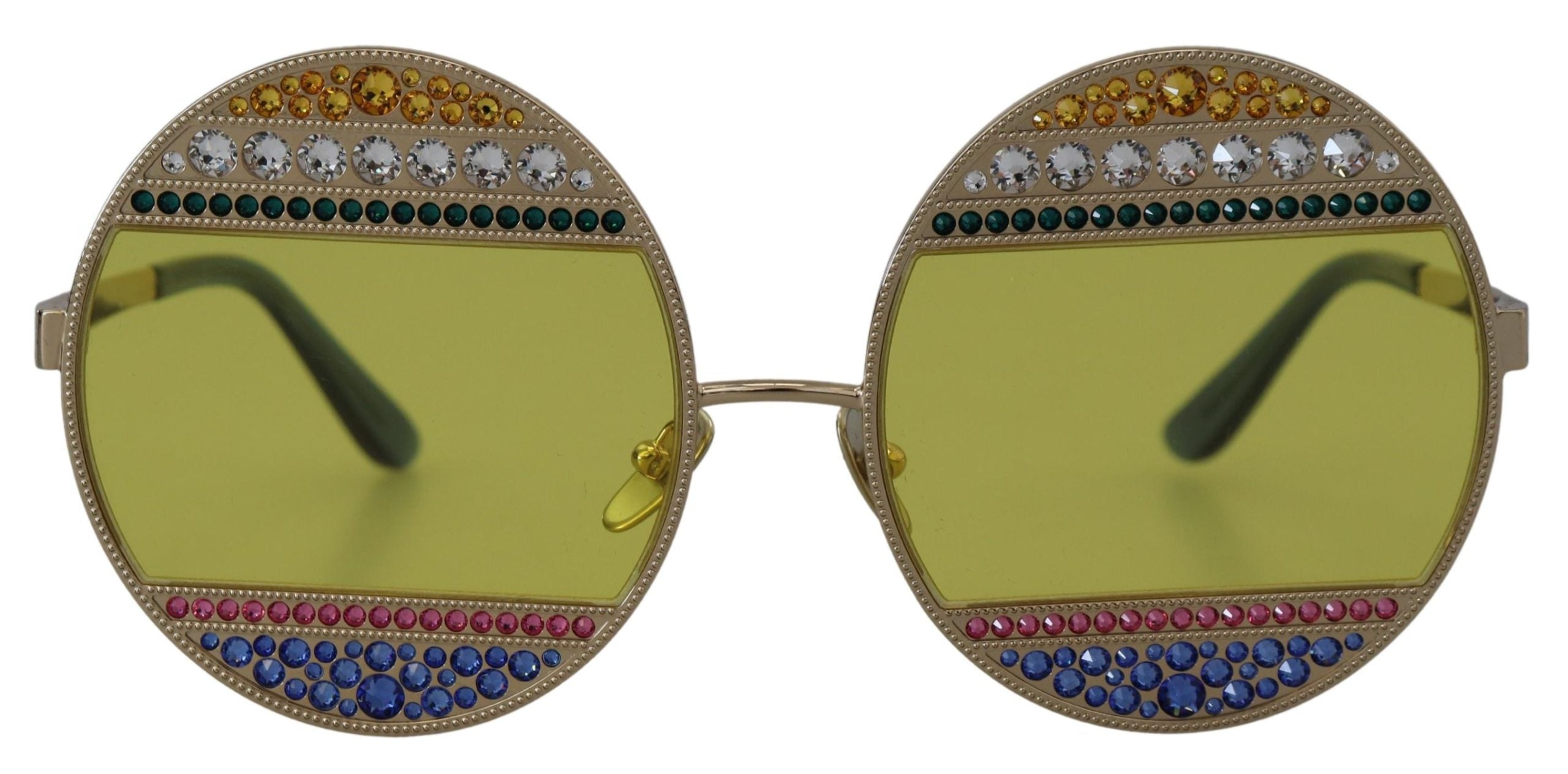 Dolce & Gabbana Gold Oval Metall Kristalle Shades DG2209B Sonnenbrille