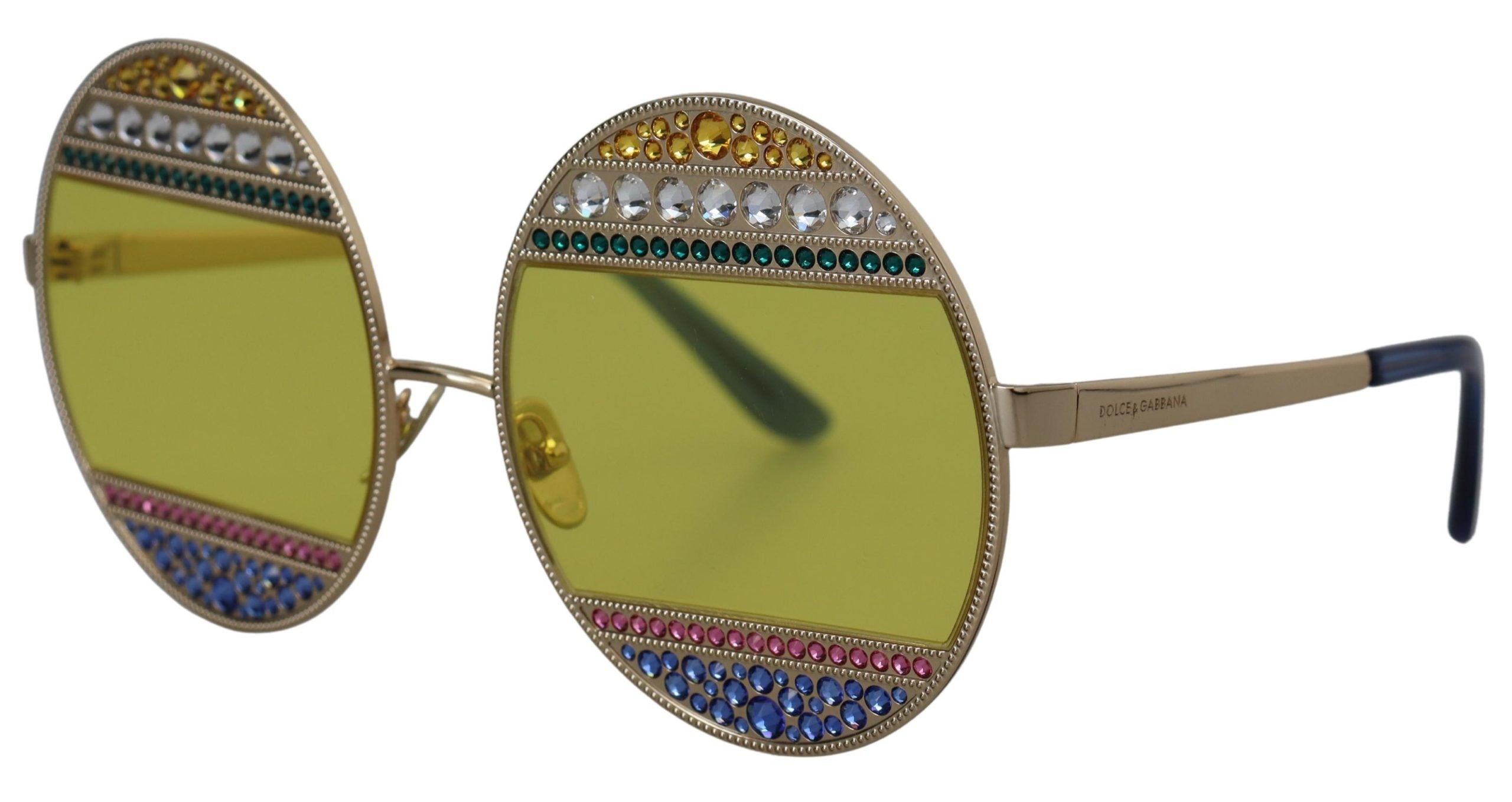 Dolce & Gabbana Gold Oval Metall Kristalle Shades DG2209B Sonnenbrille