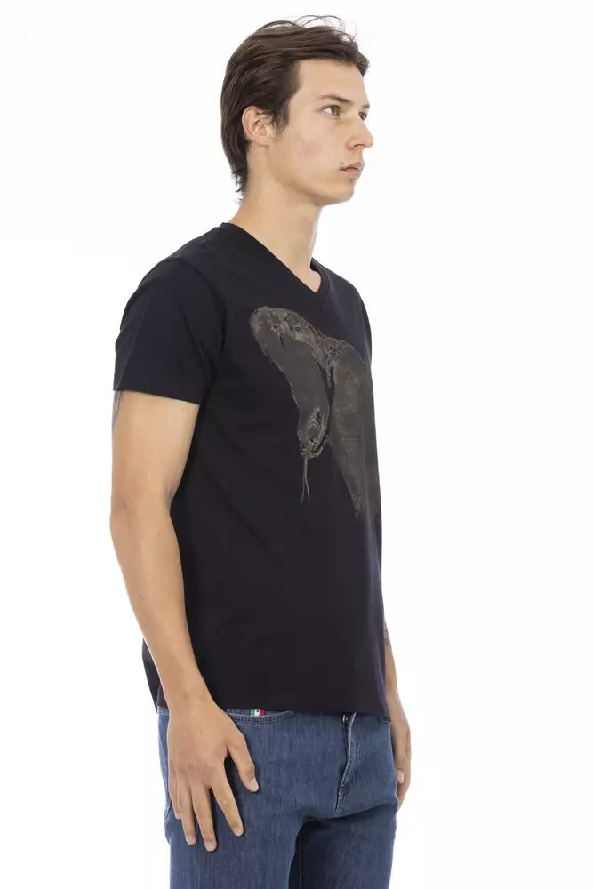 Trussardi Action Schwarzes Baumwolle Männer T-Shirt