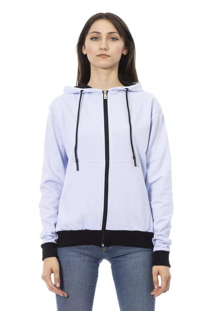 Baldinini Trend Lila Baumwollpullover für Frauen mit verstellbarer Kapuze