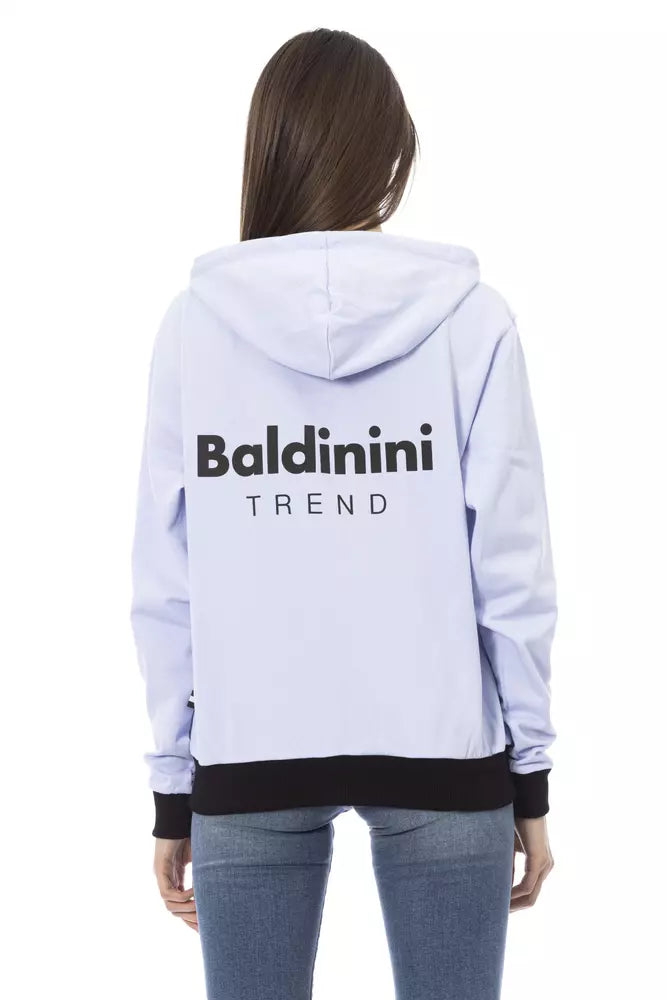 Baldinini Trend Lila Baumwollpullover für Frauen mit verstellbarer Kapuze
