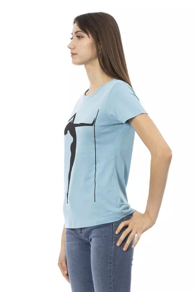 Trussardi Action Hellblaues T-Shirt aus Baumwolle für Frauen