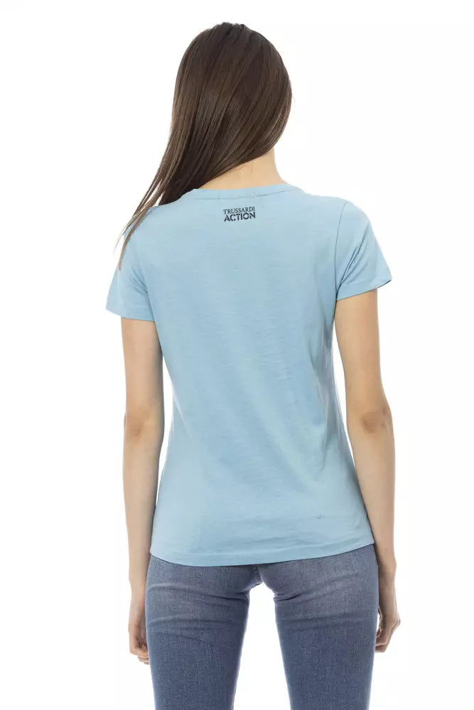 Trussardi Action Hellblaues T-Shirt aus Baumwolle für Frauen