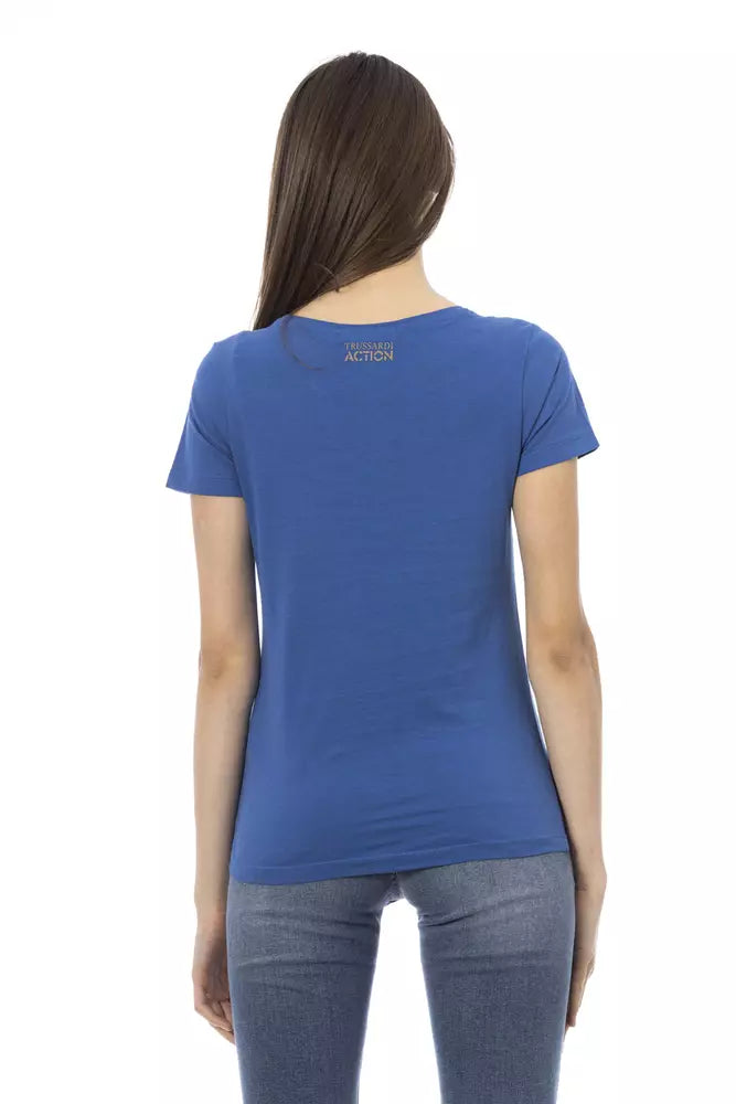 Trussardi Action Blaues Baumwoll-T-Shirt für Frauen