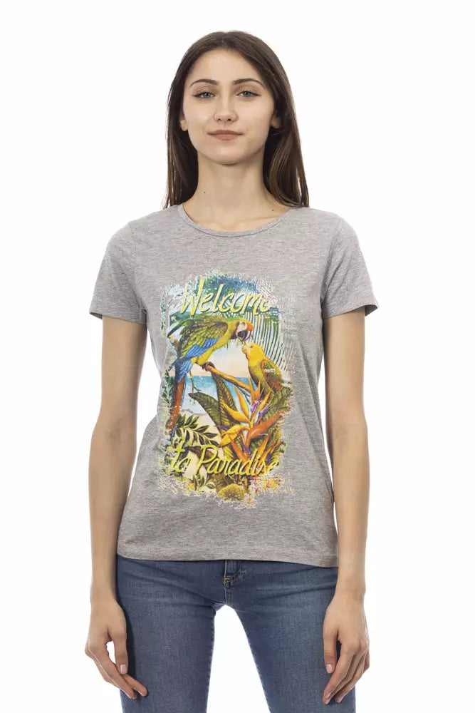 Trussardi Action Graues Baumwoll-T-Shirt für Frauen