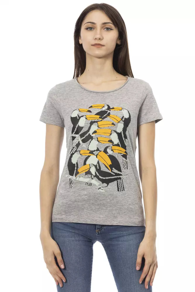 Trussardi Action Graues Baumwoll-T-Shirt für Frauen