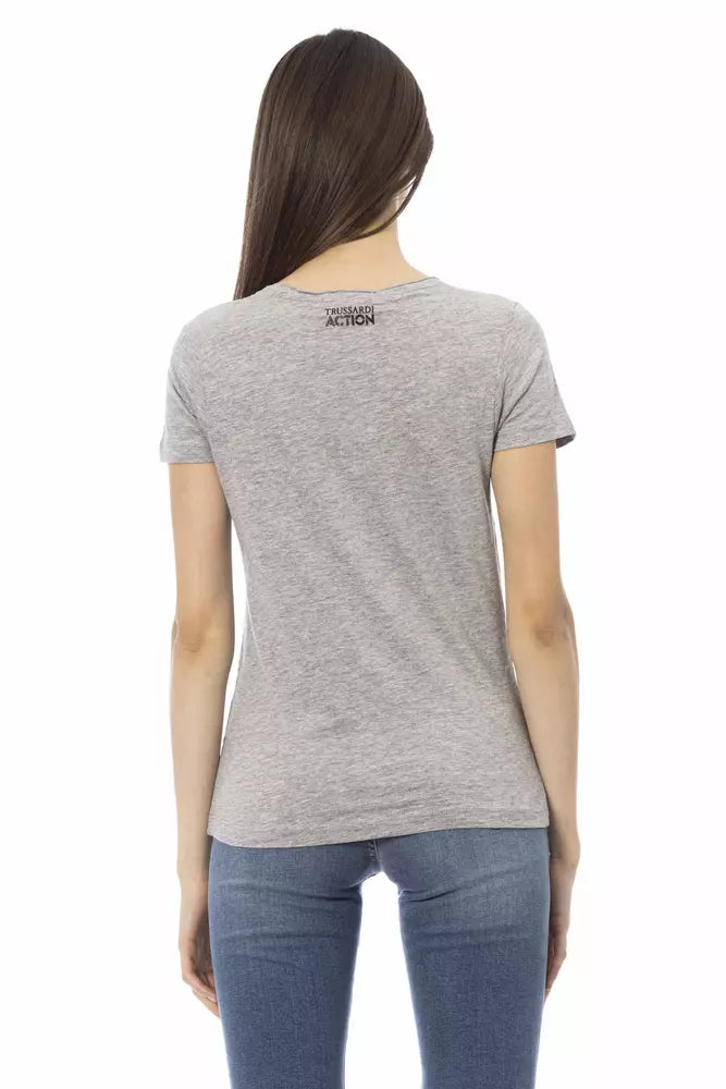 Trussardi Action Graues Baumwoll-T-Shirt für Frauen