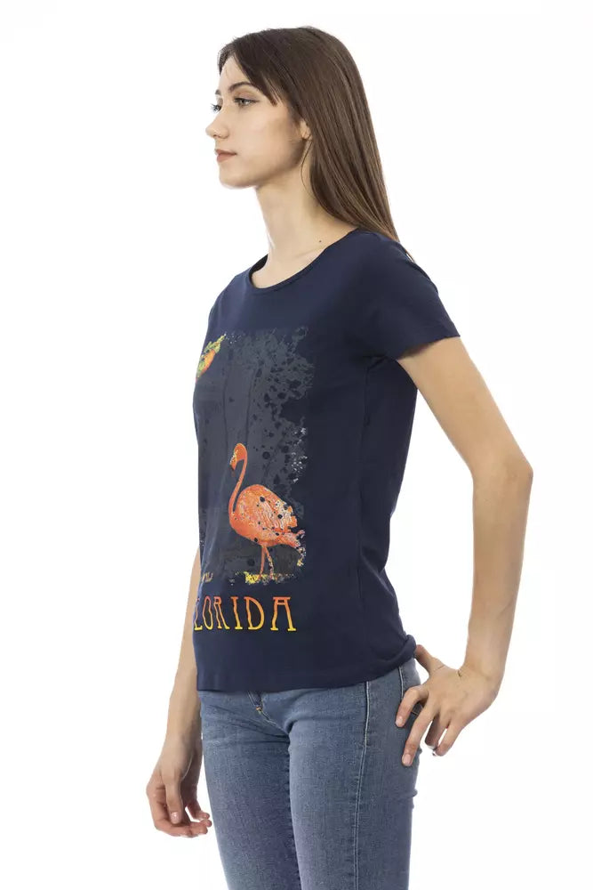 Trussardi Action T-Shirt aus blauer Baumwolle für Frauen