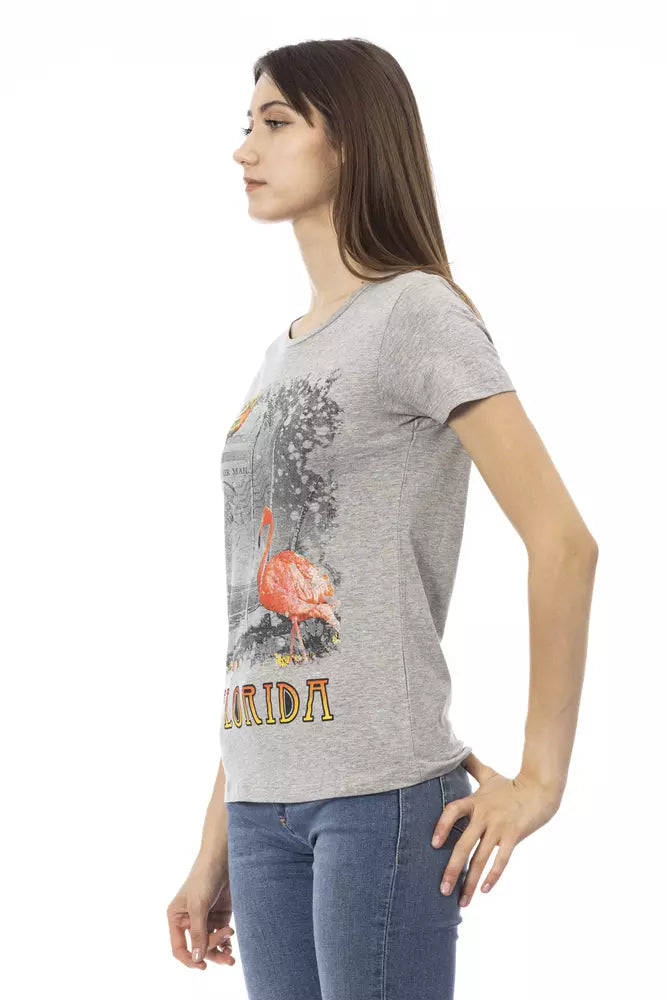 Trussardi Action Graues Baumwoll-T-Shirt für Frauen